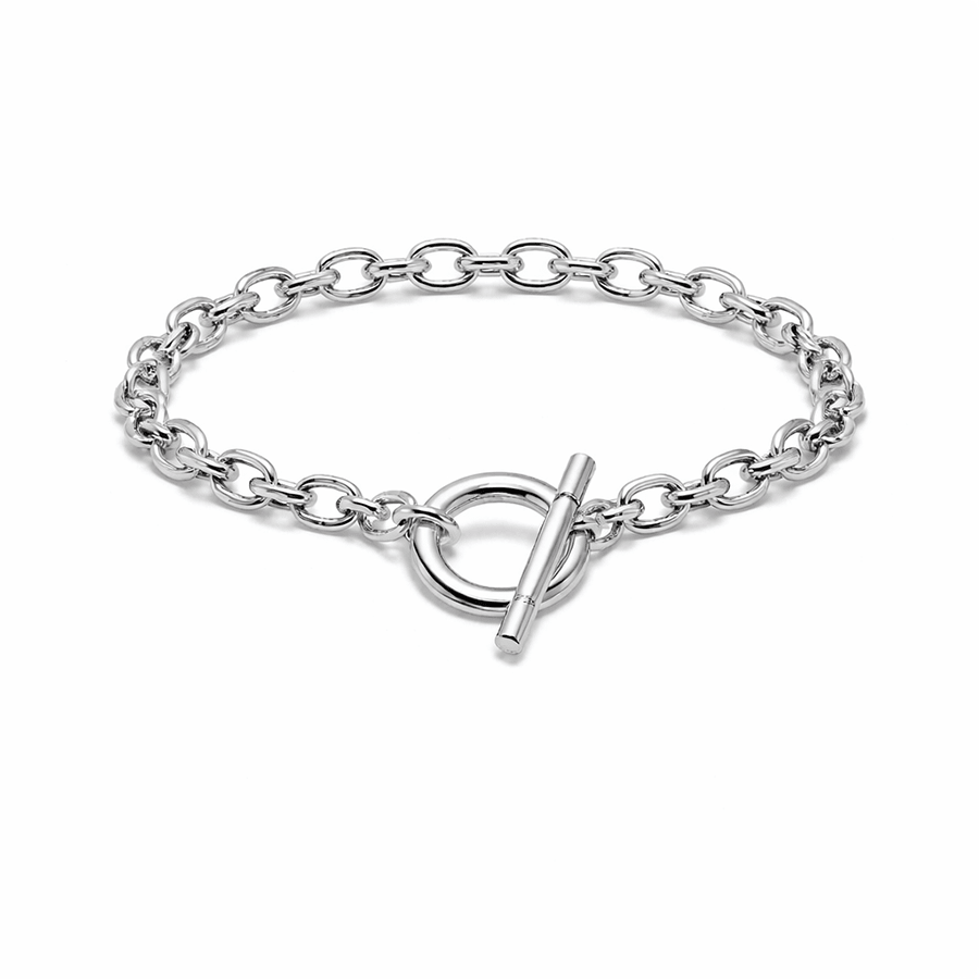 Bracelet maille jaseron allongée femme fermoir toggle argent 925 I’M BUSY BEING ICONIC – bijoux fait main en argent 925 | Pitch & Néo