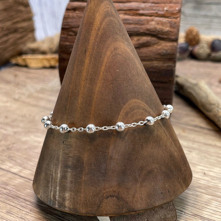 Bracelet marseillais boules argent 925 femme maille forçat SOLEIL NOIR – bijoux fait main en argent 925 | Pitch & Néo