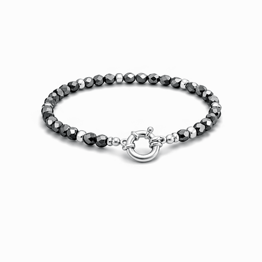 Bracelet perles femme argent 925 ICE - COLD LOVER – perles de térahertz & fermoir bouée – bijoux fait main en argent 925 | Pitch & Néo