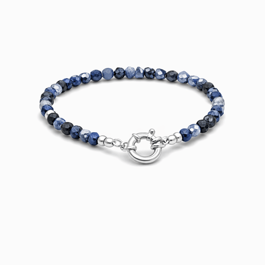 Bracelet perles femme argent 925 TOO COOL TO SHARE – perles de saphir naturel & fermoir bouée en argent 925 – bijoux fait main en argent 925 | Pitch & Néo