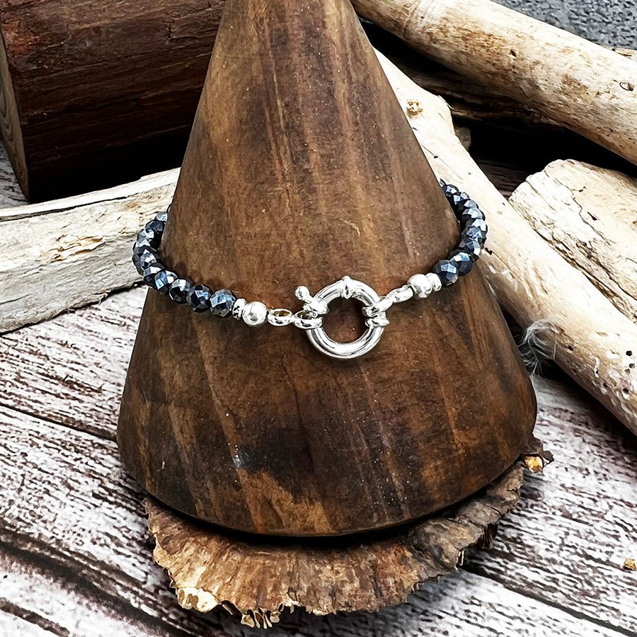 Bracelet perles femme ICE - COLD LOVER – perles de térahertz, perles argent 925 et fermoir bouée en argent 925 – bijoux fait main en argent 925 | Pitch & Néo