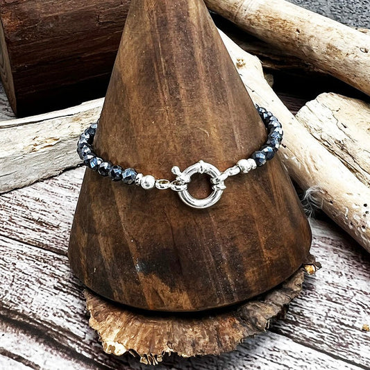 Bracelet perles femme ICE - COLD LOVER – perles de térahertz, perles argent 925 et fermoir bouée en argent 925 – bijoux fait main en argent 925 | Pitch & Néo