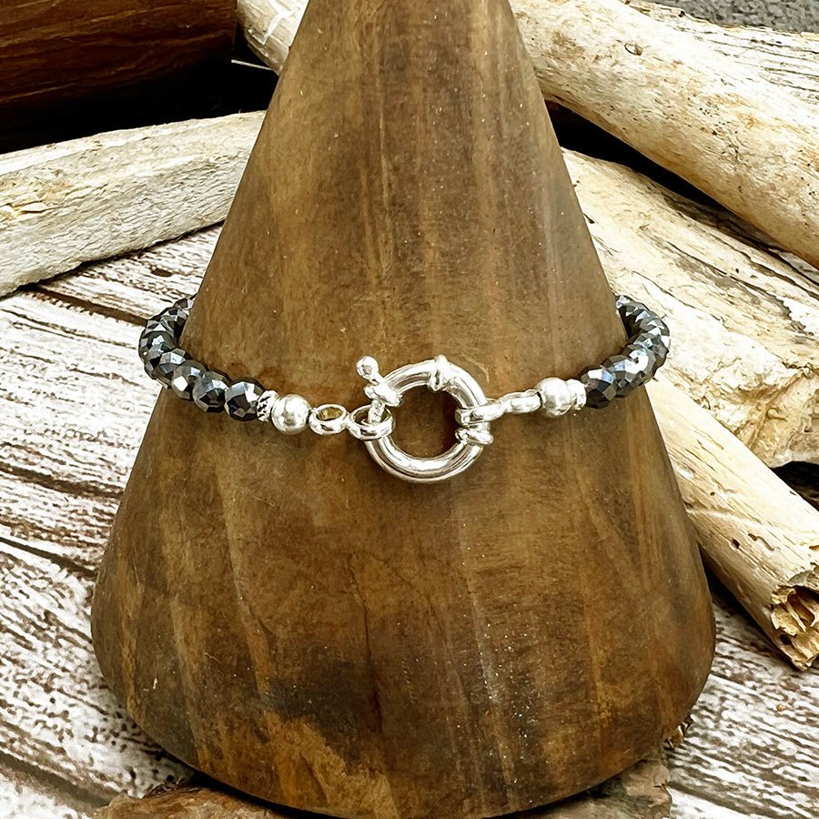 Bracelet perles femme ICE - COLD LOVER – perles de térahertz, perles argent 925 et fermoir bouée en argent 925 – bijoux fait main en argent 925 | Pitch & Néo