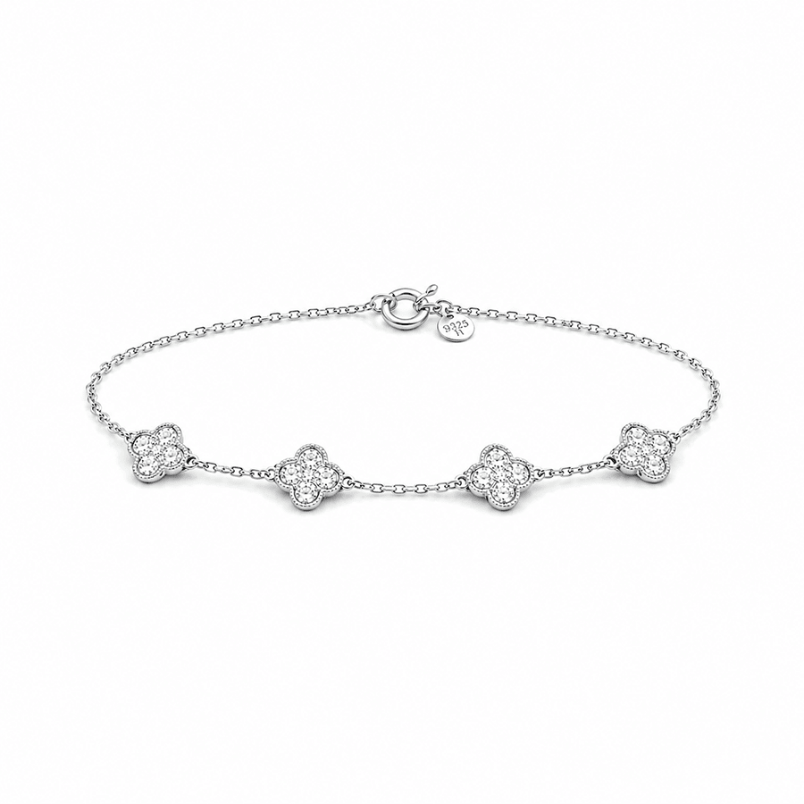 Bracelet trèfle zircon femme argent 925 CHANCE IS A QUEEN – bijoux fait main en argent 925 | Pitch & Néo