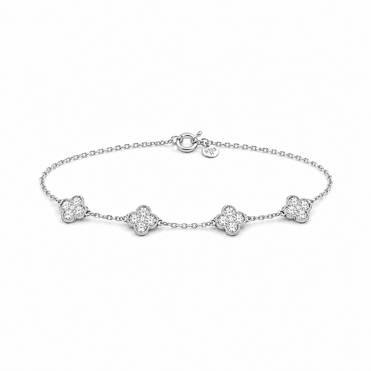 Bracelet trèfle zircon femme argent 925 CHANCE IS A QUEEN – bijoux fait main en argent 925 | Pitch & Néo