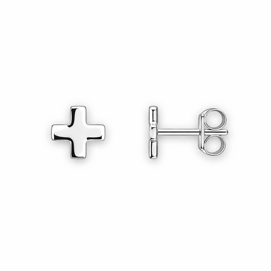 Clous d’oreilles femme croix argent 925 BLESS MY ATTITUDE, BABY – bijoux fait main en argent 925 | Pitch & Néo