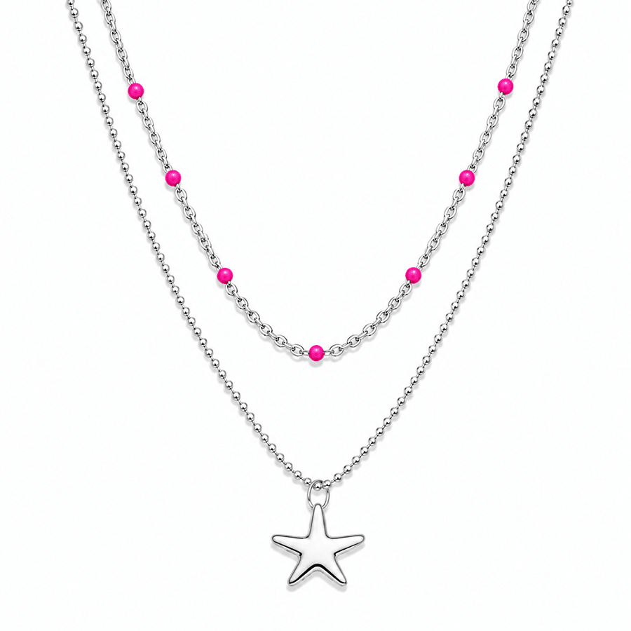 Collier double - rang perles émaillées boules facettées femme pendentif étoile de mer argent 925 THE BEACH IS BACK – bijoux fait main en argent 925 | Pitch & Néo