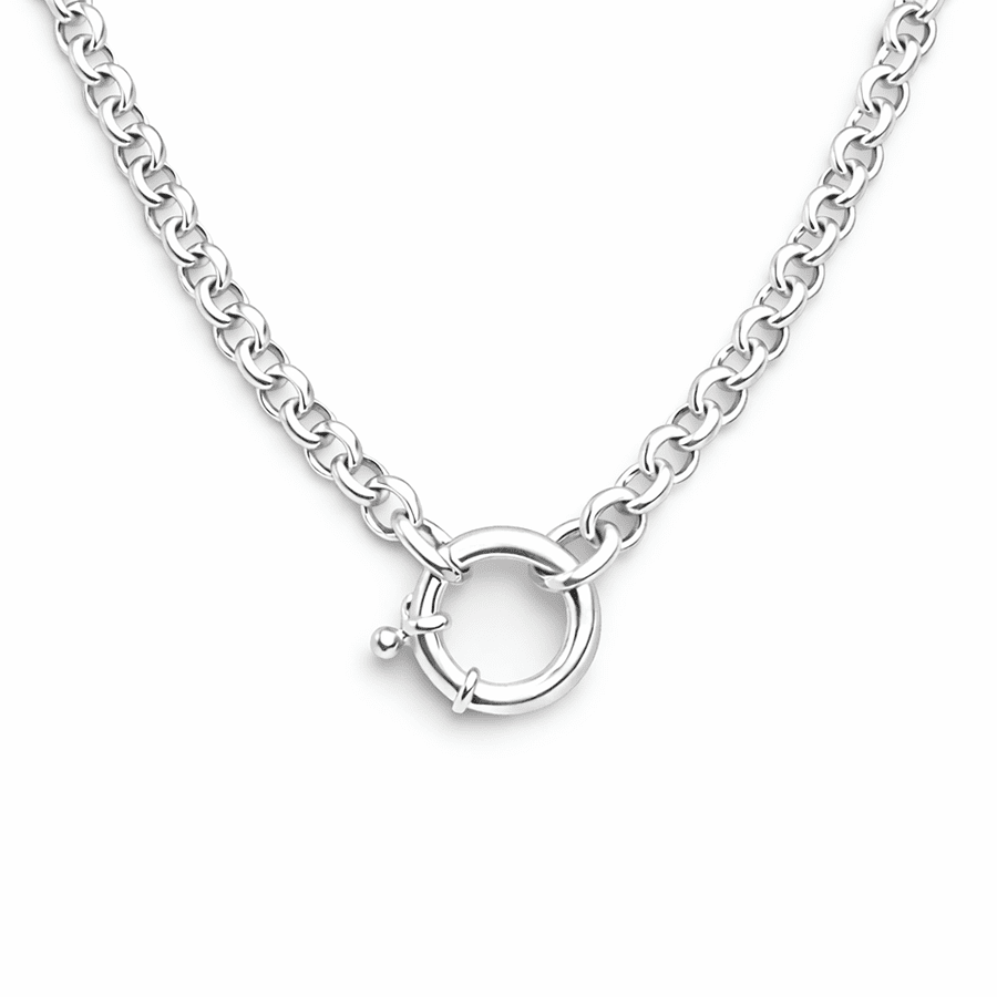 collier - femme - argent - 925 BIGGER IS BETTER, HONEY – chaîne jaseron, fermoir bouée oversize argent 925 – bijoux fait main en argent 925 | Pitch & Néo