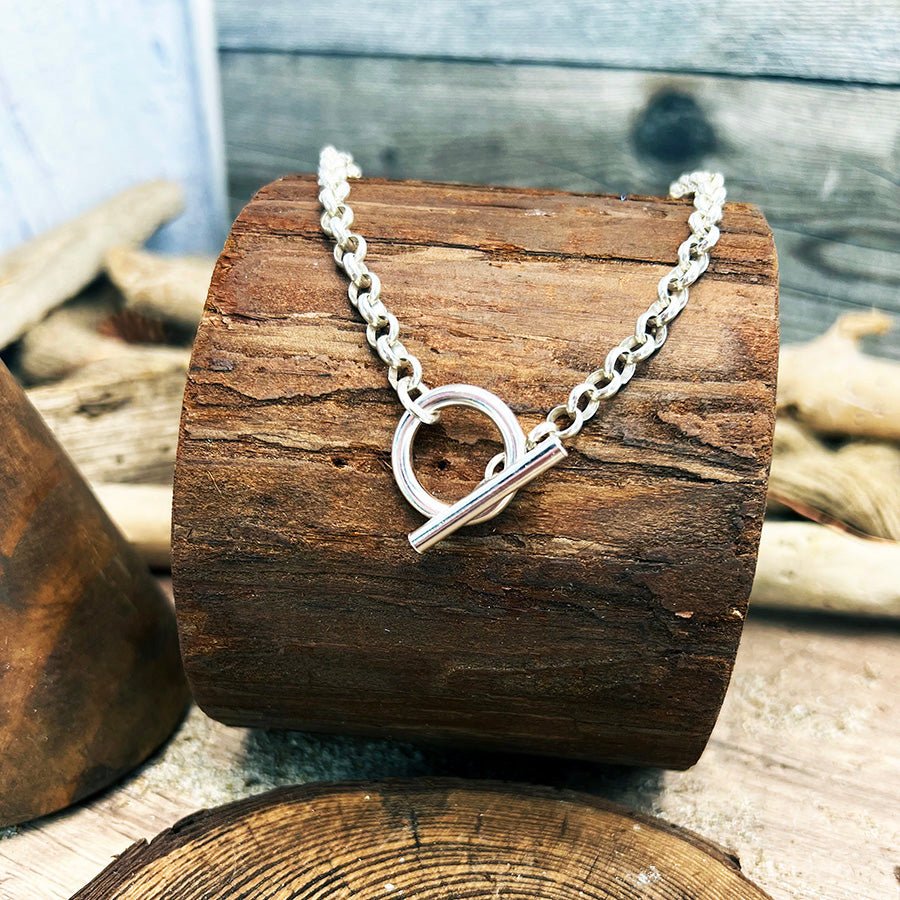 collier - femme - argent - 925 SILENT IS SILVER, SWEETHEART – chaîne jaseron et fermoir toggle oversize – bijoux fait main en argent 925 | Pitch & Néo