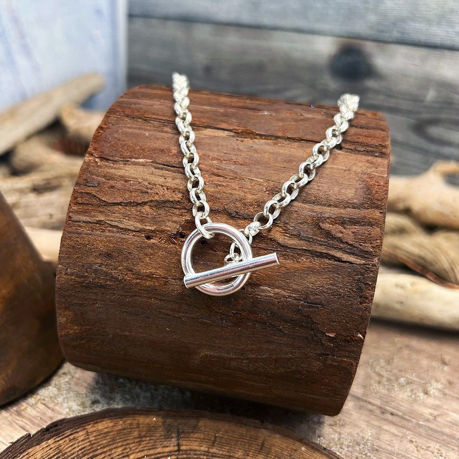 collier - femme - argent - 925 SILENT IS SILVER, SWEETHEART – chaîne jaseron et fermoir toggle oversize – bijoux fait main en argent 925 | Pitch & Néo