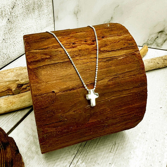 Collier femme BAD SAINT – chaîne boules facettées scintillantes & pendentif croix et argent 925 – bijoux fait main en argent 925 | Pitch & Néo