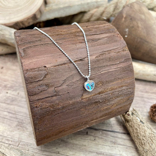 Collier femme BITE MY HEART – chaîne boules facettées scintillantes en argent 925 et pendentif cœur cristal arc - en - ciel – bijoux fait main en argent 925 | Pitch & Néo