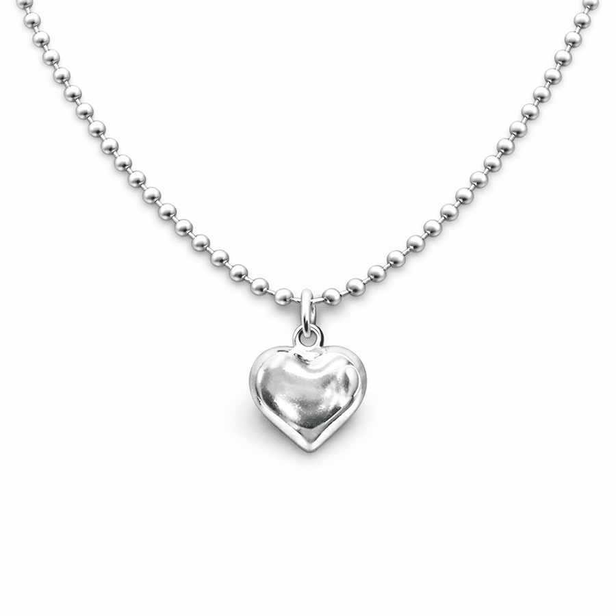 Collier femme boules facettées, cœur bombé oversize argent 925 LOVE ? TRY AGAIN. – bijoux fait main en argent 925 | Pitch & Néo