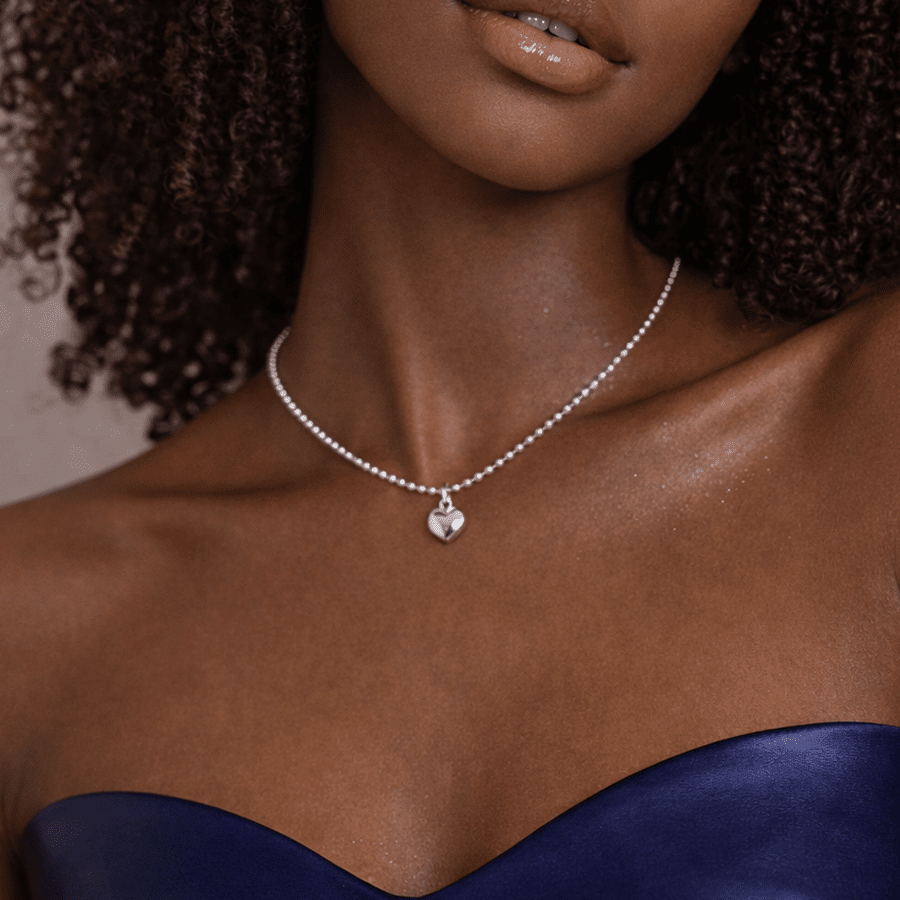Collier femme boules facettées, cœur bombé oversize argent 925 LOVE ? TRY AGAIN. – bijoux fait main en argent 925 | Pitch & Néo