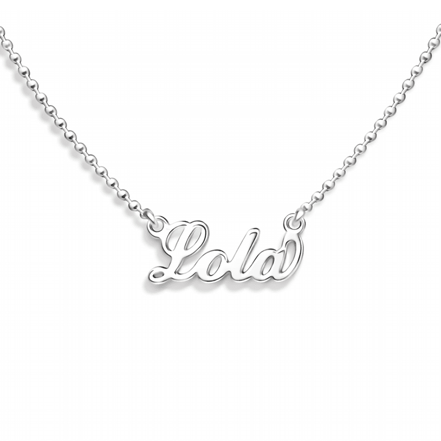 Collier femme CALL ME BY MY NECKLACE – chaîne boules facettées scintillantes & pendentif prénom personnalisable en lettres manuscrites en argent 925 – bijoux fait main en argent 925 | Pitch & Néo