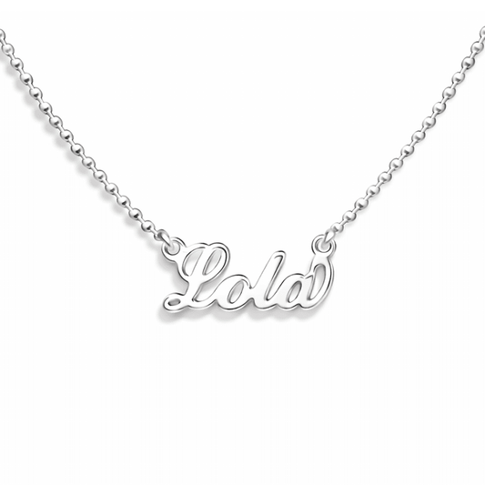 Collier femme CALL ME BY MY NECKLACE – chaîne boules facettées scintillantes & pendentif prénom personnalisable en lettres manuscrites en argent 925 – bijoux fait main en argent 925 | Pitch & Néo