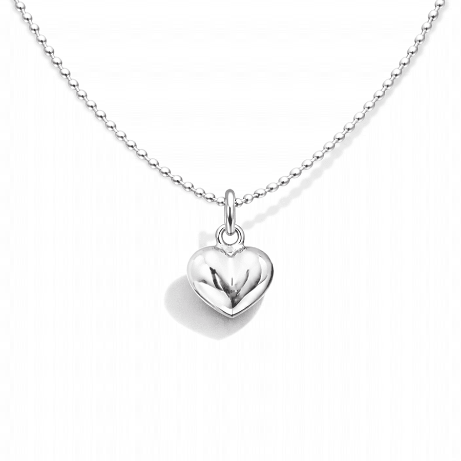 Collier femme DEEP CRUSH – chaîne boules facettées scintillantes & pendentif cœur bombé moyen en argent 925 – bijoux fait main en argent 925 | Pitch & Néo
