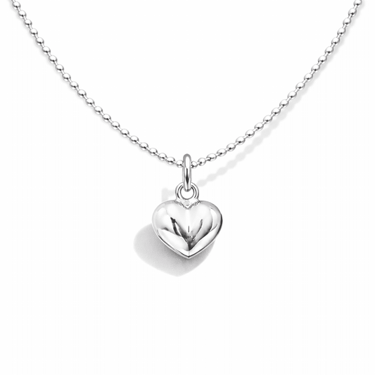 Collier femme DEEP CRUSH – chaîne boules facettées scintillantes & pendentif cœur bombé moyen en argent 925 – bijoux fait main en argent 925 | Pitch & Néo