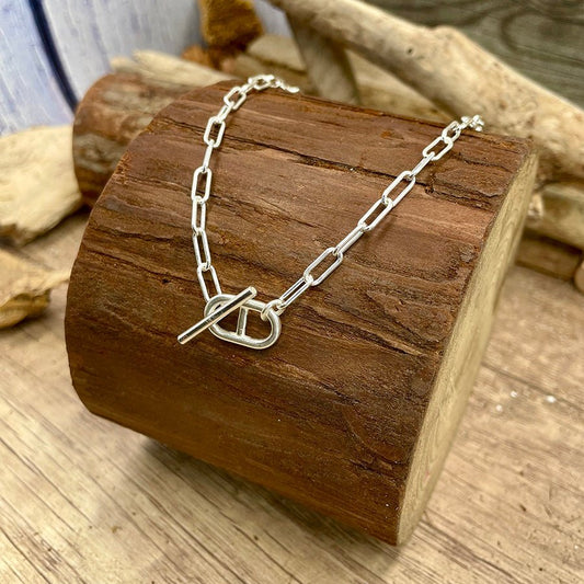 Collier femme DIVE IN, DARLING – maille rectangulaire & fermoir toggle marin en argent 925 – bijoux fait main en argent 925 | Pitch & Néo