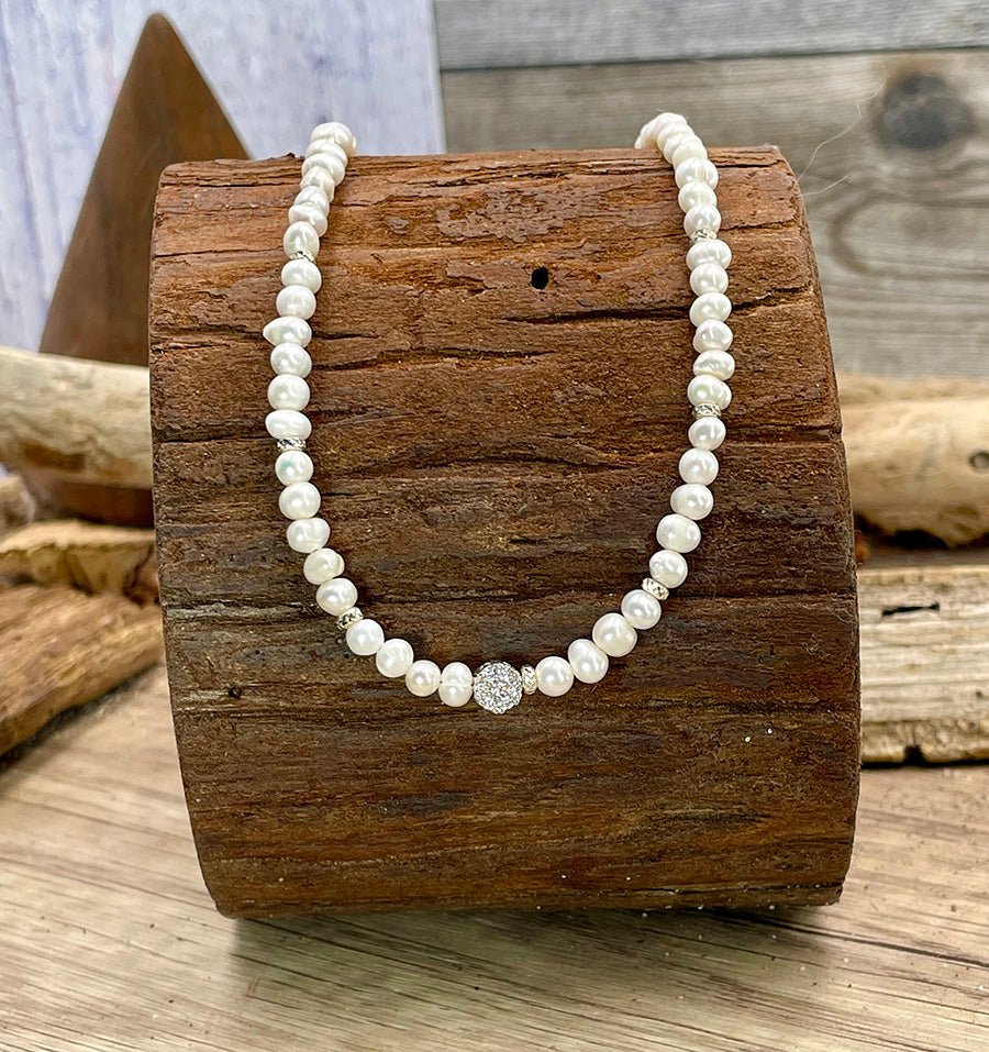 Collier femme DRAMA PEARL ONLY – perles de culture, pendentif solitaire pavé de zircon et perles argent 925 – bijoux fait main en argent 925 | Pitch & Néo