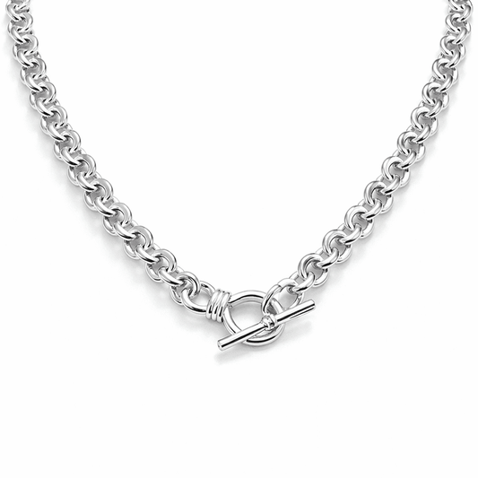 Collier femme ENDLESSLY UNTOUCHABLE, DEAR – chaîne jaseron épaisse & fermoir toggle nœud infini stylisé en argent 925 – bijoux fait main en argent 925 | Pitch & Néo