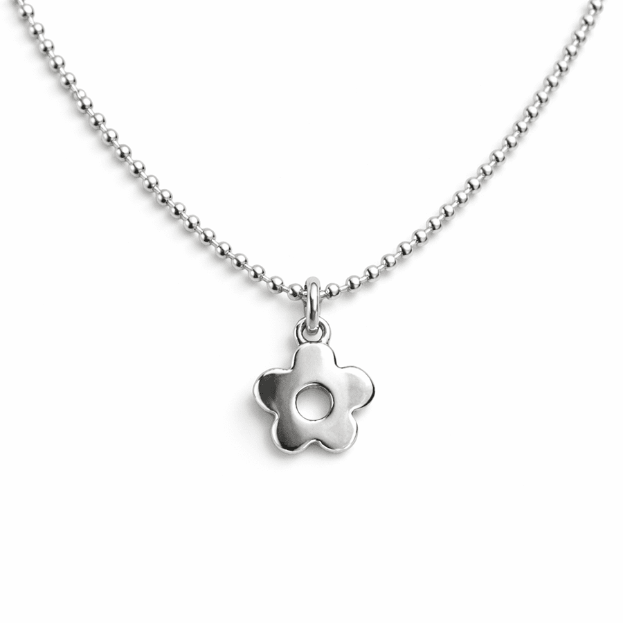 Collier femme F* THE DAISY – chaîne boules facettées scintillantes, pendentif fleur ajourée miroir et argent 925 – bijoux fait main en argent 925 | Pitch & Néo