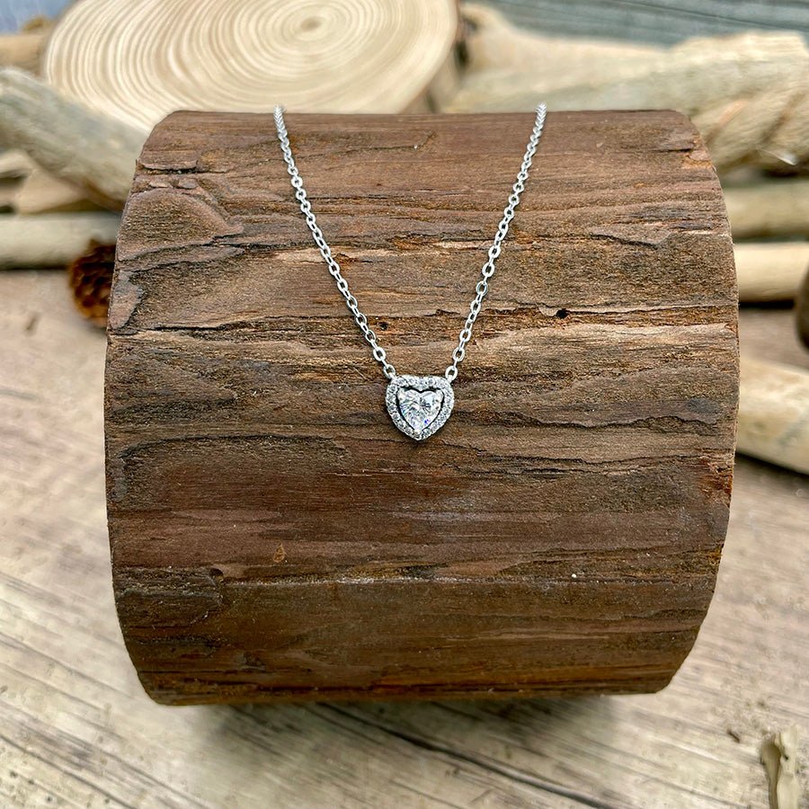 Collier femme HEARTBREAKER MODE ON – chaîne maille forçat fine et pendentif cœur pavé zircon argent 925 – bijoux fait main en argent 925 | Pitch & Néo