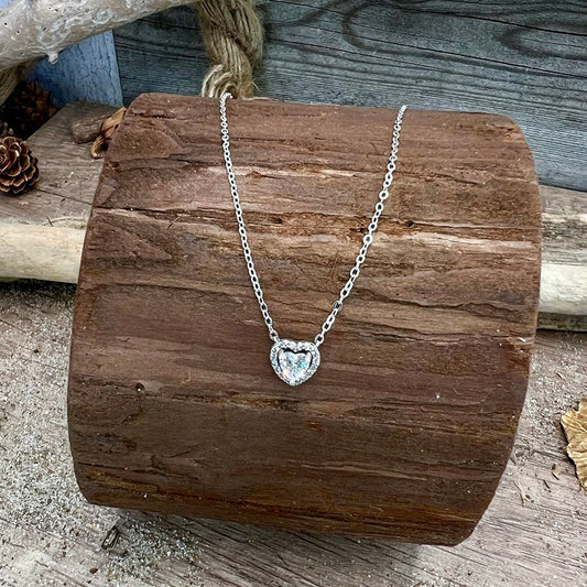 Collier femme HEARTBREAKER MODE ON – chaîne maille forçat fine et pendentif cœur pavé zircon argent 925 – bijoux fait main en argent 925 | Pitch & Néo