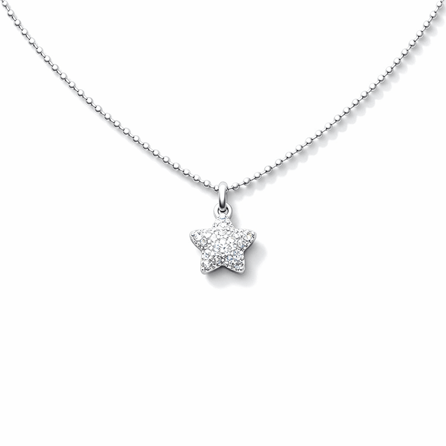 Collier femme HOLLYWOOD WHO? – chaîne boules facettées scintillantes & pendentif étoile pavée de zircons façon diamant en argent 925 – bijoux fait main en argent 925 | Pitch & Néo