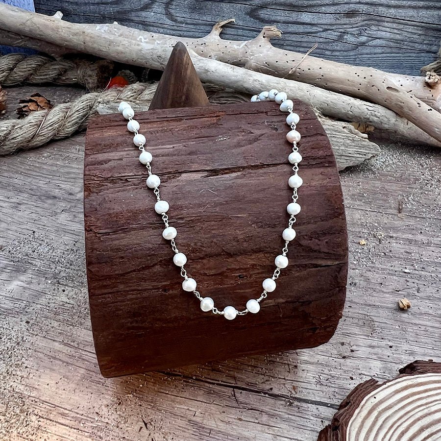 Collier femme HOLY PEARL & NO MERCY – perles de culture, montage rosario et argent 925 – bijoux fait main en argent 925 | Pitch & Néo