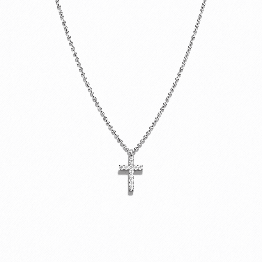Collier femme ICE ON THE LINE – chaîne boules facettées scintillantes, pendentif croix zircons façon diamant et argent 925 – bijoux fait main en argent 925 | Pitch & Néo