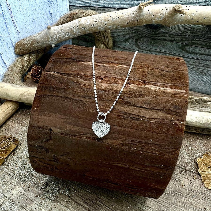 Collier femme KISS MY NECK – chaîne boules facettées scintillantes & pendentif cœur pavé de zircons en argent 925 – bijoux fait main en argent 925 | Pitch & Néo