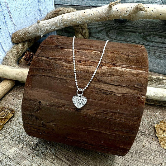 Collier femme KISS MY NECK – chaîne boules facettées scintillantes & pendentif cœur pavé de zircons en argent 925 – bijoux fait main en argent 925 | Pitch & Néo