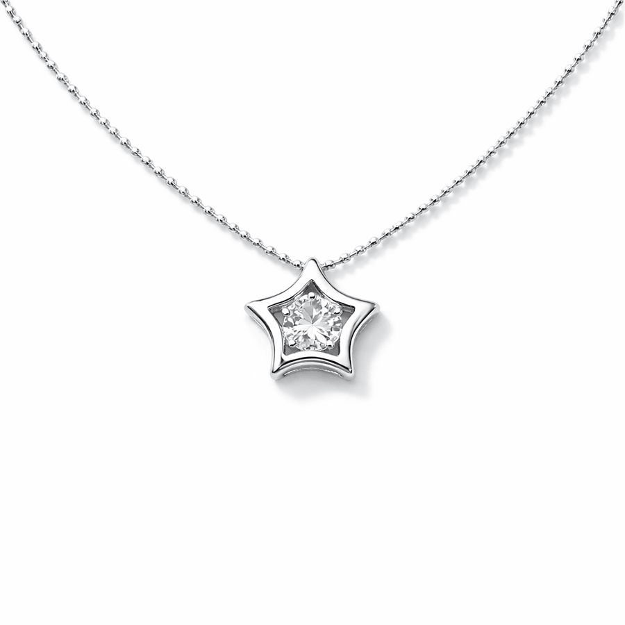 Collier femme KISS MY STAR – chaîne boules facettées scintillantes & pendentif étoile zircon façon diamant en argent 925 – bijoux fait main en argent 925 | Pitch & Néo