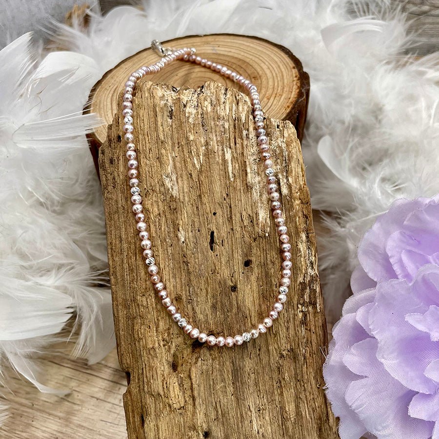 Collier femme LICK MY PANTHER – perles de culture roses 4 mm, argent 925 – bijoux fait main en argent 925 | Pitch & Néo