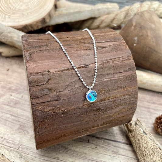 Collier femme LIGHT UP GIRL – chaîne boules argent 925, pendentif rond cristal miroir arc - en - ciel – bijoux fait main en argent 925 | Pitch & Néo