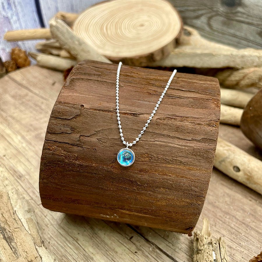 Collier femme LIGHT UP GIRL – chaîne boules argent 925, pendentif rond cristal miroir arc - en - ciel – bijoux fait main en argent 925 | Pitch & Néo