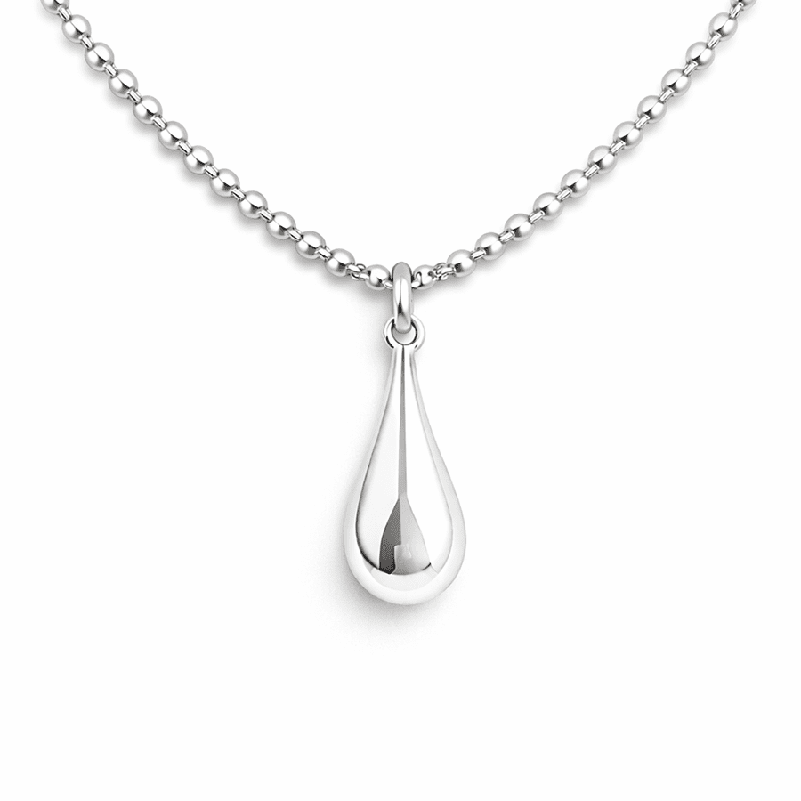 Collier femme LIQUID LIGHT – chaîne boules diamantées & pendentif goutte en argent 925 – bijoux fait main en argent 925 | Pitch & Néo