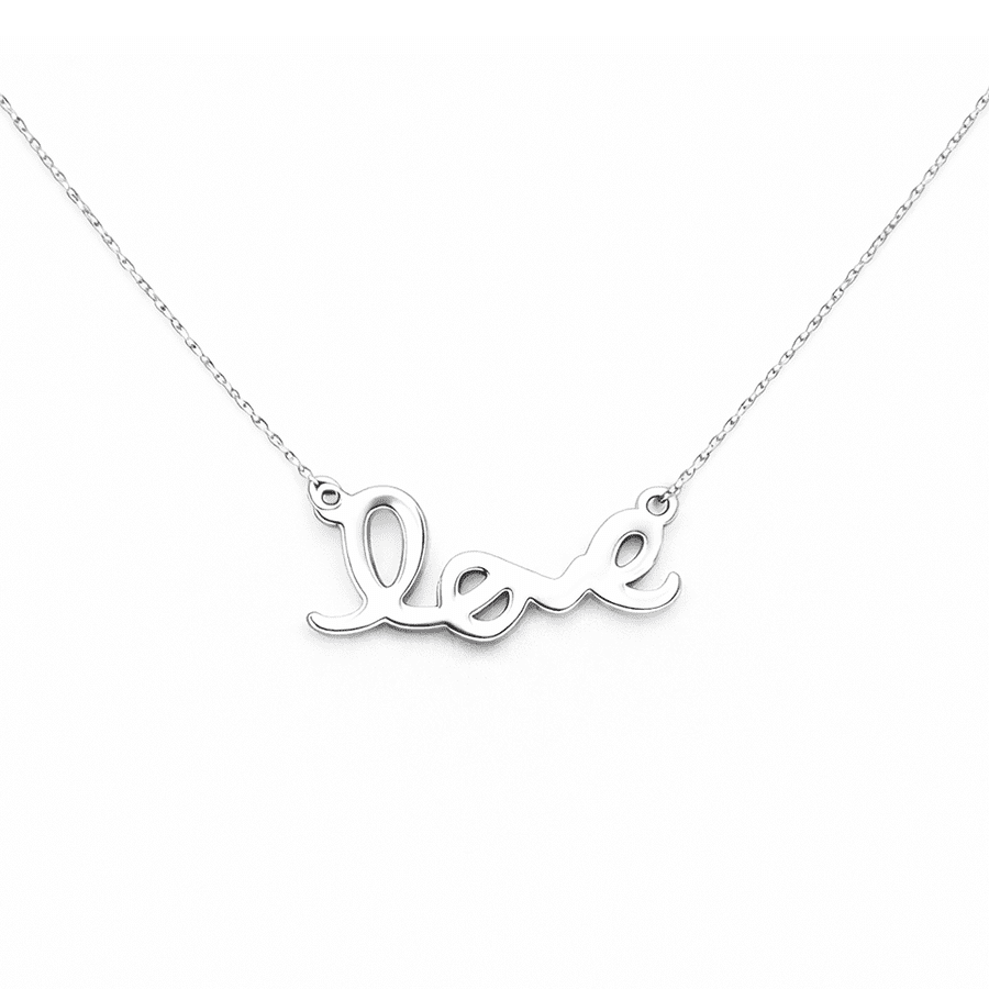 Collier femme LOVE lettres manuscrites argent 925 LOVE SCRIPT – bijoux fait main en argent 925 | Pitch & Néo