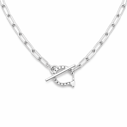 Collier femme LUCKED UP, BOO – chaîne rectangulaire & fermoir bijou fer à cheval gravé façon réaliste en argent 925 – bijoux fait main en argent 925 | Pitch & Néo