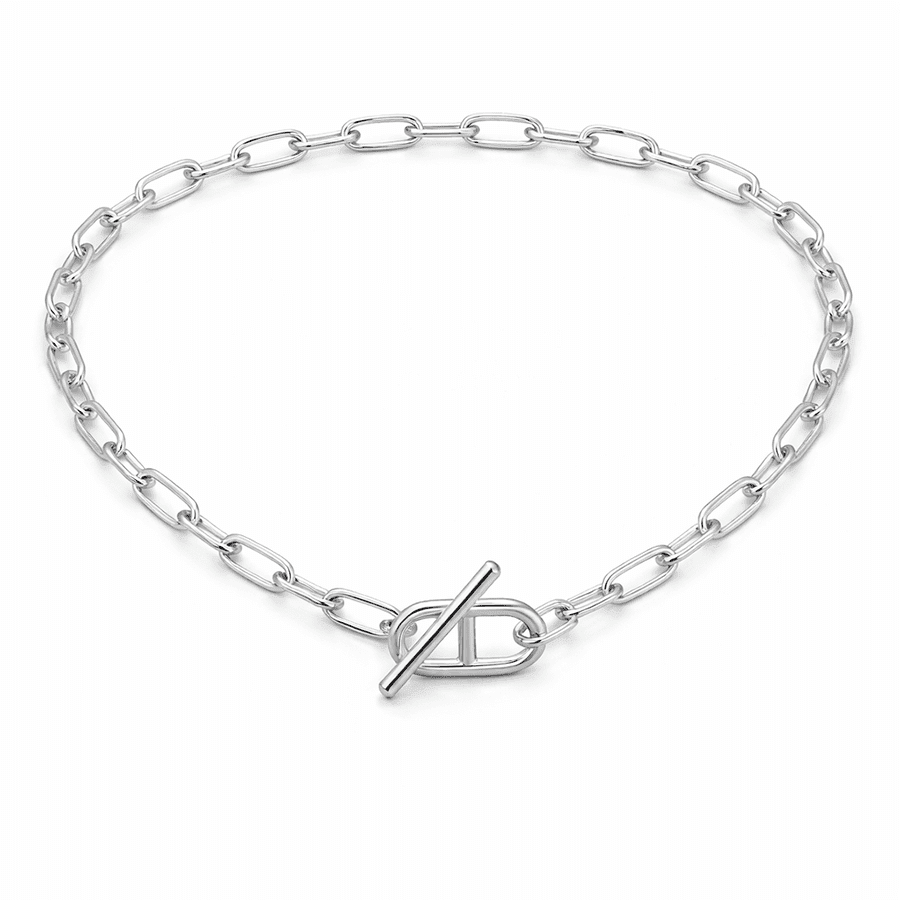 Collier femme maille rectangulaire, fermoir toggle marin argent 925 DIVE IN, DARLING – bijoux fait main en argent 925 | Pitch & Néo
