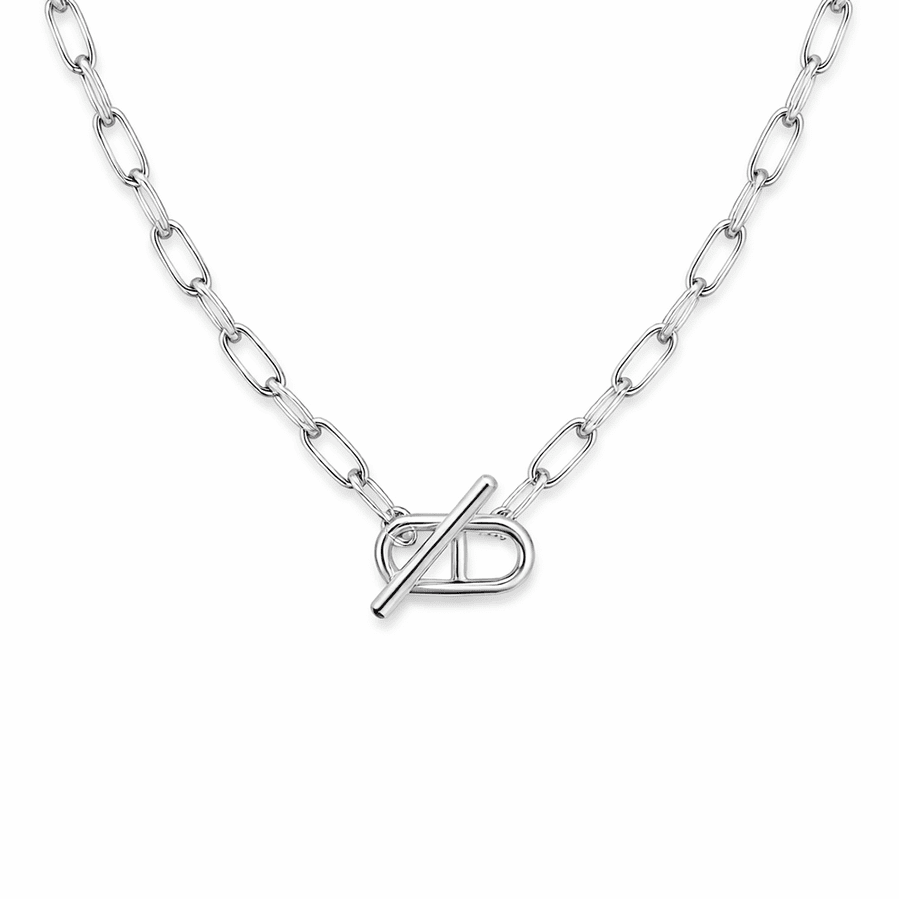 Collier femme maille rectangulaire, fermoir toggle marin argent 925 DIVE IN, DARLING – bijoux fait main en argent 925 | Pitch & Néo