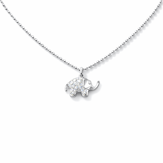 Collier femme NEVER FORGET, DARLING – chaîne boules facettées scintillantes & pendentif éléphant pavé de zircons façon diamant et argent 925 – bijoux fait main en argent 925 | Pitch & Néo