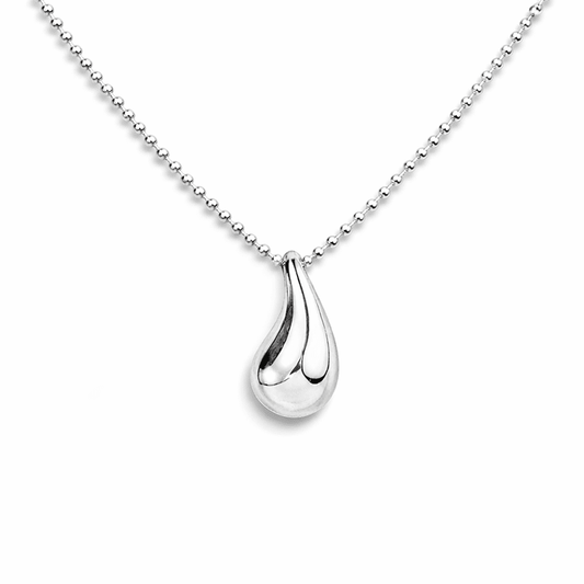 Collier femme NOT CRYING, JUST SHINING – chaîne boules facettées scintillantes & pendentif goutte sculpturale en argent 925 – bijoux fait main en argent 925 | Pitch & Néo