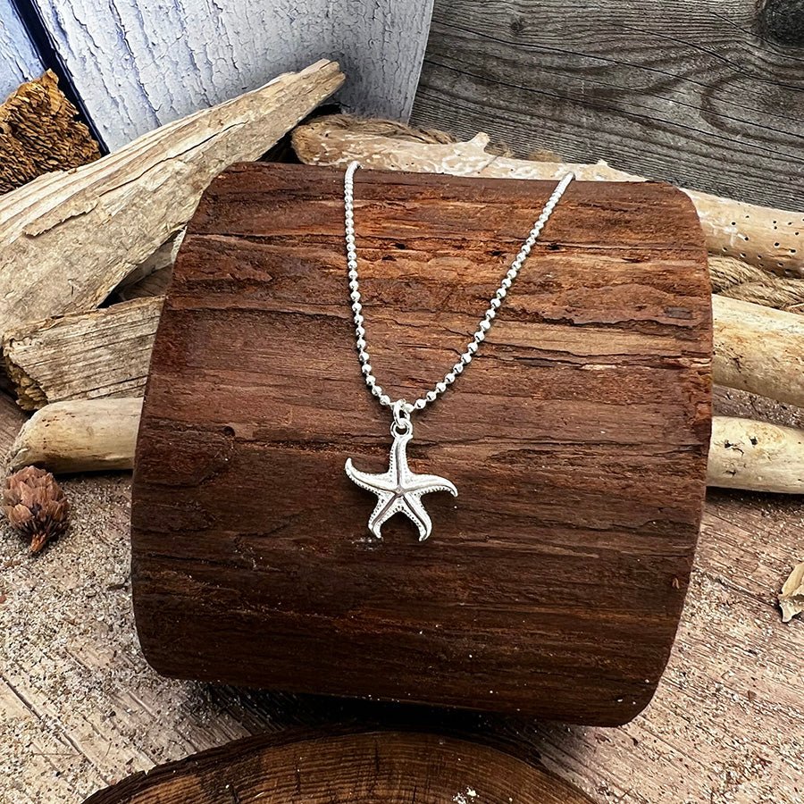 Collier femme OOPS I’M A STAR – chaîne boules facettées scintillantes, pendentif étoile de mer oversize argent 925 – bijoux fait main en argent 925 | Pitch & Néo