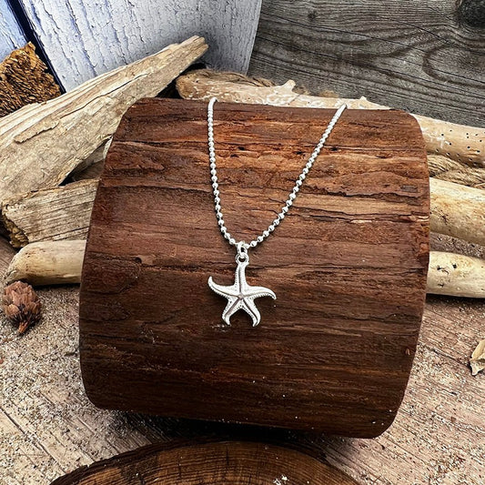 Collier femme OOPS I’M A STAR – chaîne boules facettées scintillantes, pendentif étoile de mer oversize argent 925 – bijoux fait main en argent 925 | Pitch & Néo