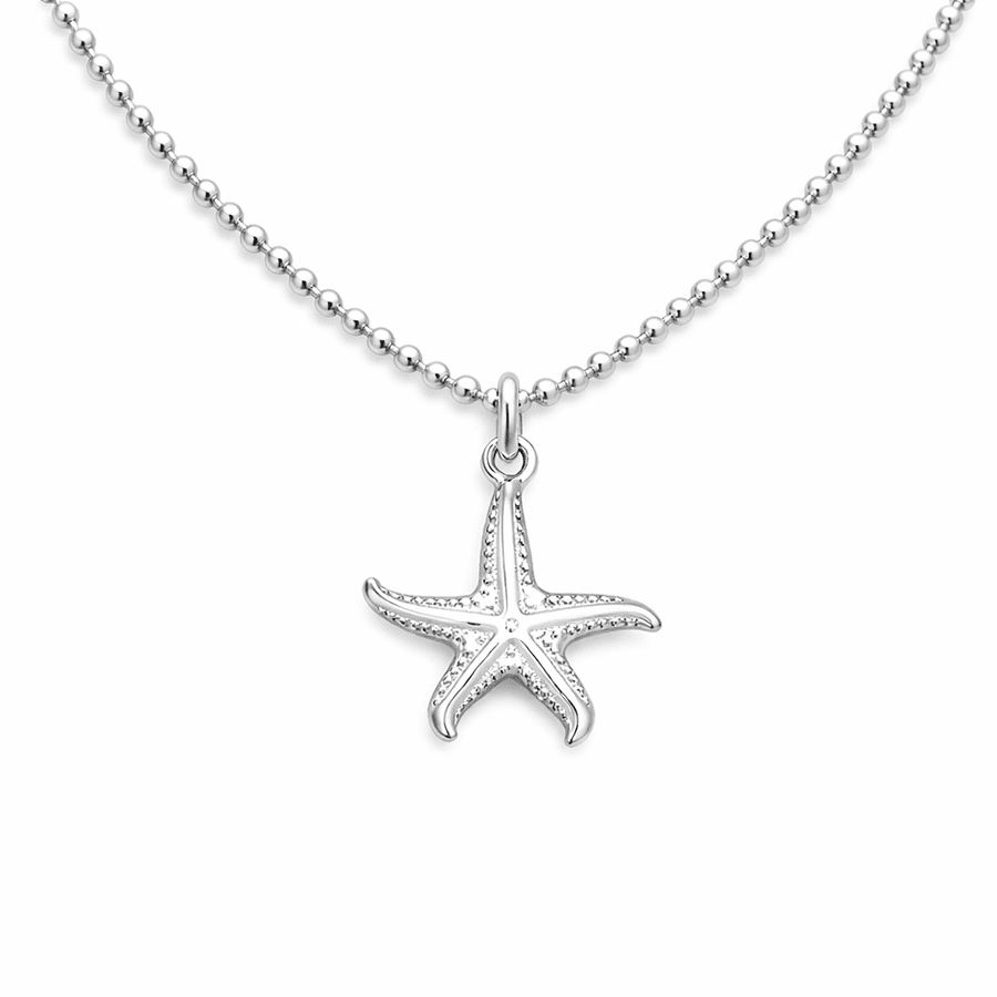 Collier femme OOPS I’M A STAR – chaîne boules facettées scintillantes, pendentif étoile de mer oversize argent 925 – bijoux fait main en argent 925 | Pitch & Néo