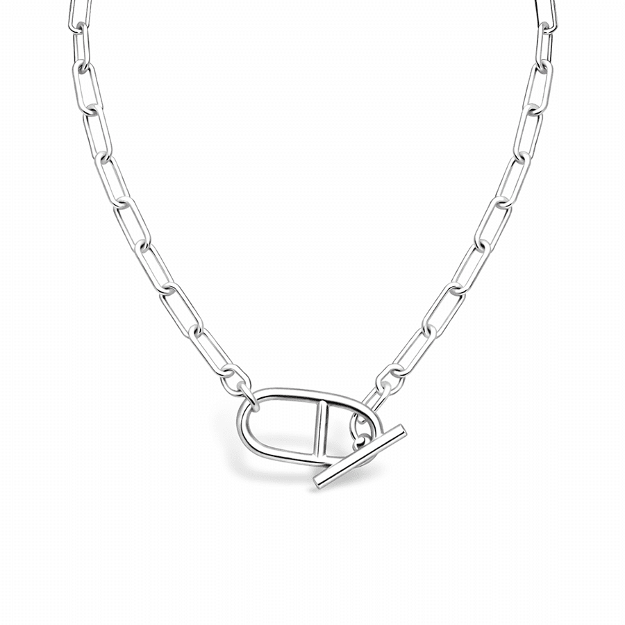 Collier femme PRIVATE PIER ONLY – chaîne rectangulaire oversize & fermoir bijou toggle marin en argent 925 – bijoux fait main en argent 925 | Pitch & Néo