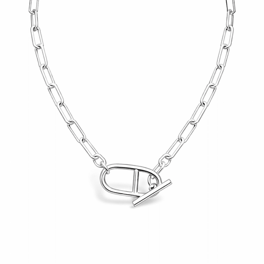 Collier femme PRIVATE PIER ONLY – chaîne rectangulaire oversize & fermoir bijou toggle marin en argent 925 – bijoux fait main en argent 925 | Pitch & Néo