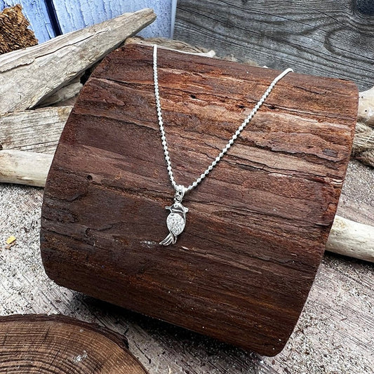 Collier femme RICH CHICK – chaîne boules facettées scintillantes, pendentif oiseau zircons et argent 925 – bijoux fait main en argent 925 | Pitch & Néo